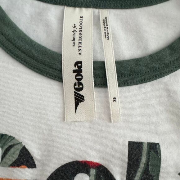Anthropologie x Gola Women's Cropped T-shirt‎ Tropical Floral Boho Size XS - Picture 3 of 6
